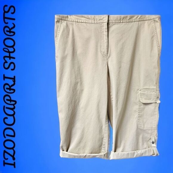IZOD Women's Tan Cargo /Capri  Shorts With Stretch. - Picture 1 of 12